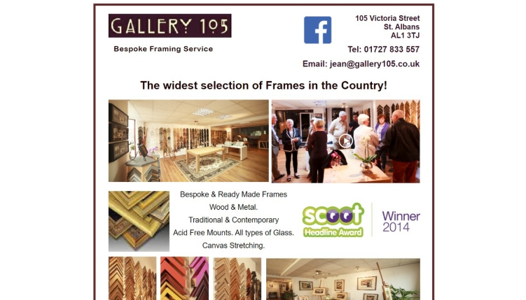Screenshot of Gallery 105 website