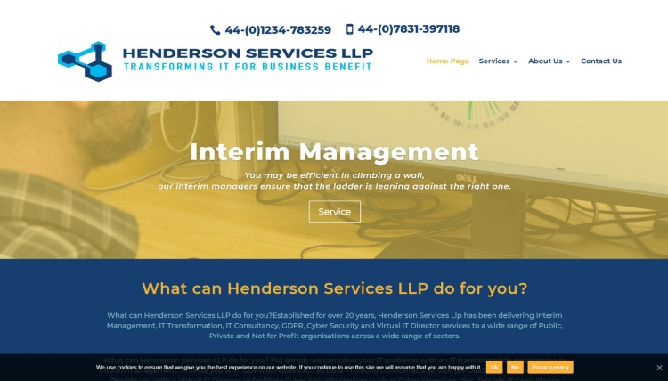 Screenshot of Henderson Services website
